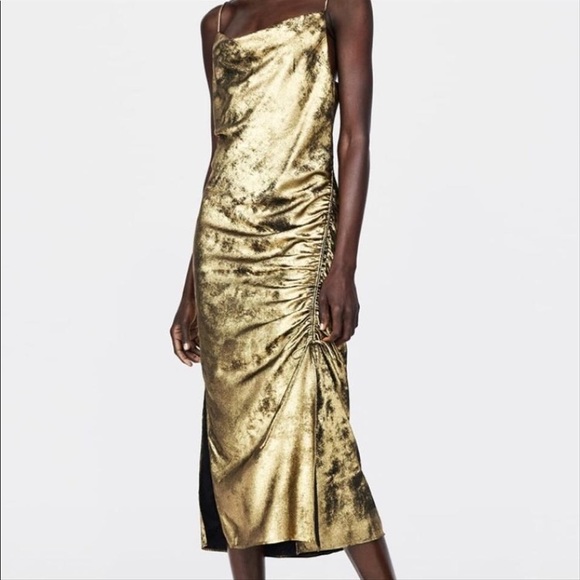 zara golden dress